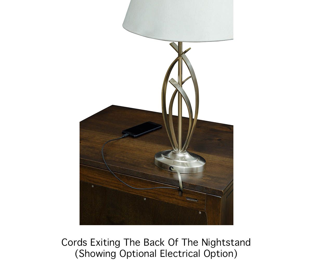 hand-rubbed finish hardwood Manhattan 2-drawer Nightstand With Pullout Tray, Manhattan 2-drawer Nightstand With Pullout Tray in a Manhattan vignette setting highlighting Manhattan 2-drawer Nightstand With Pullout Tray (thumbnail 3 of 5).