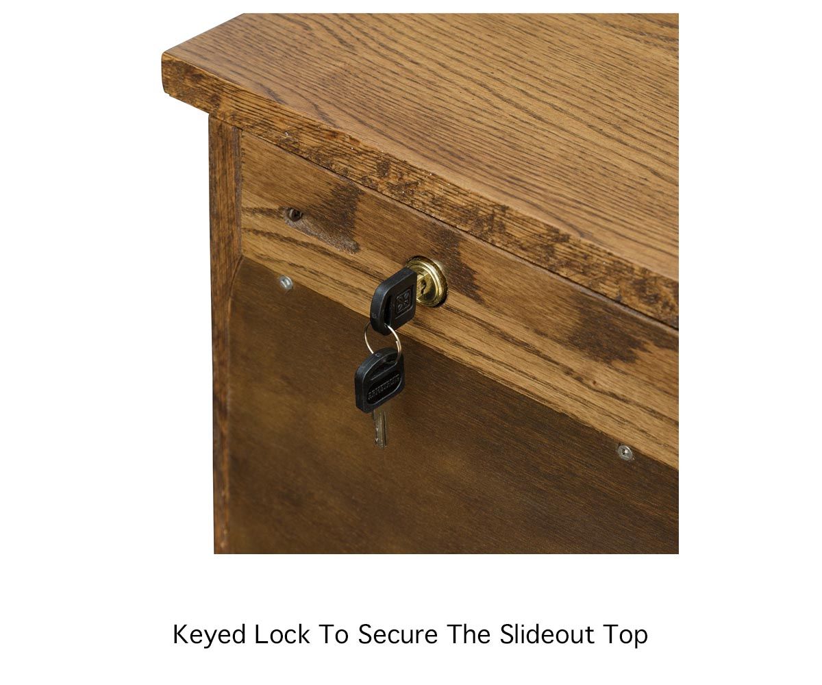 hand-rubbed finish hardwood Mission Style 3-drawer Nightstand With Slideout Top, Mission Style 3-drawer Nightstand With Slideout Top in a Mission vignette setting highlighting Mission Style 3-drawer Nightstand With Slideout Top (thumbnail 2 of 4).