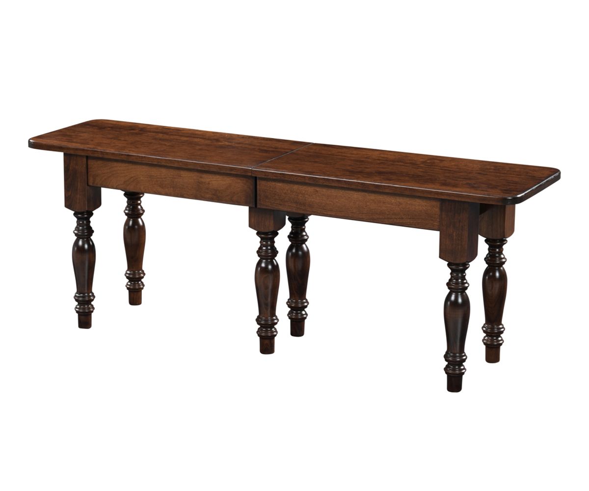 Turned Leg Rectangular Dining Bench With Rounded Corners