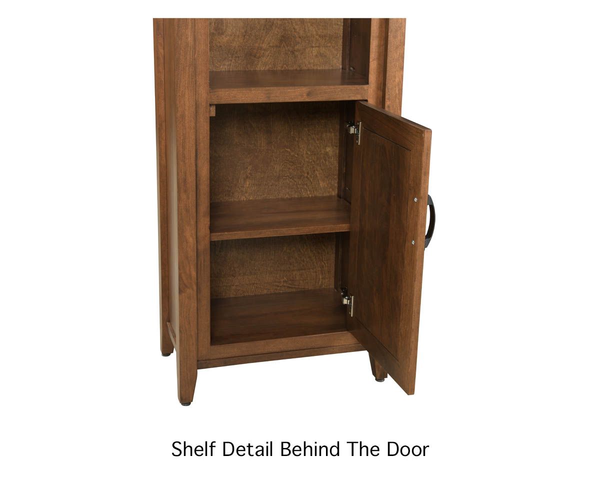 hand-rubbed finish hardwood Tall Shaker Bookcase With Lower Cabinet Door And Adjustable Shelves, Tall Shaker Bookcase With Lower Cabinet Door And Adjustable Shelves in a Ventura vignette setting highlighting Tall Shaker Bookcase With Lower Cabinet Door And Adjustable Shelves (thumbnail 2 of 2).