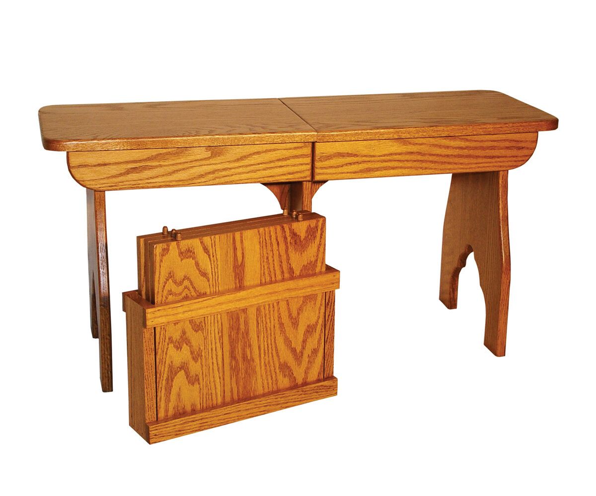 Mission Drop-leaf Extending Dining Bench With Integrated Leaf Rack