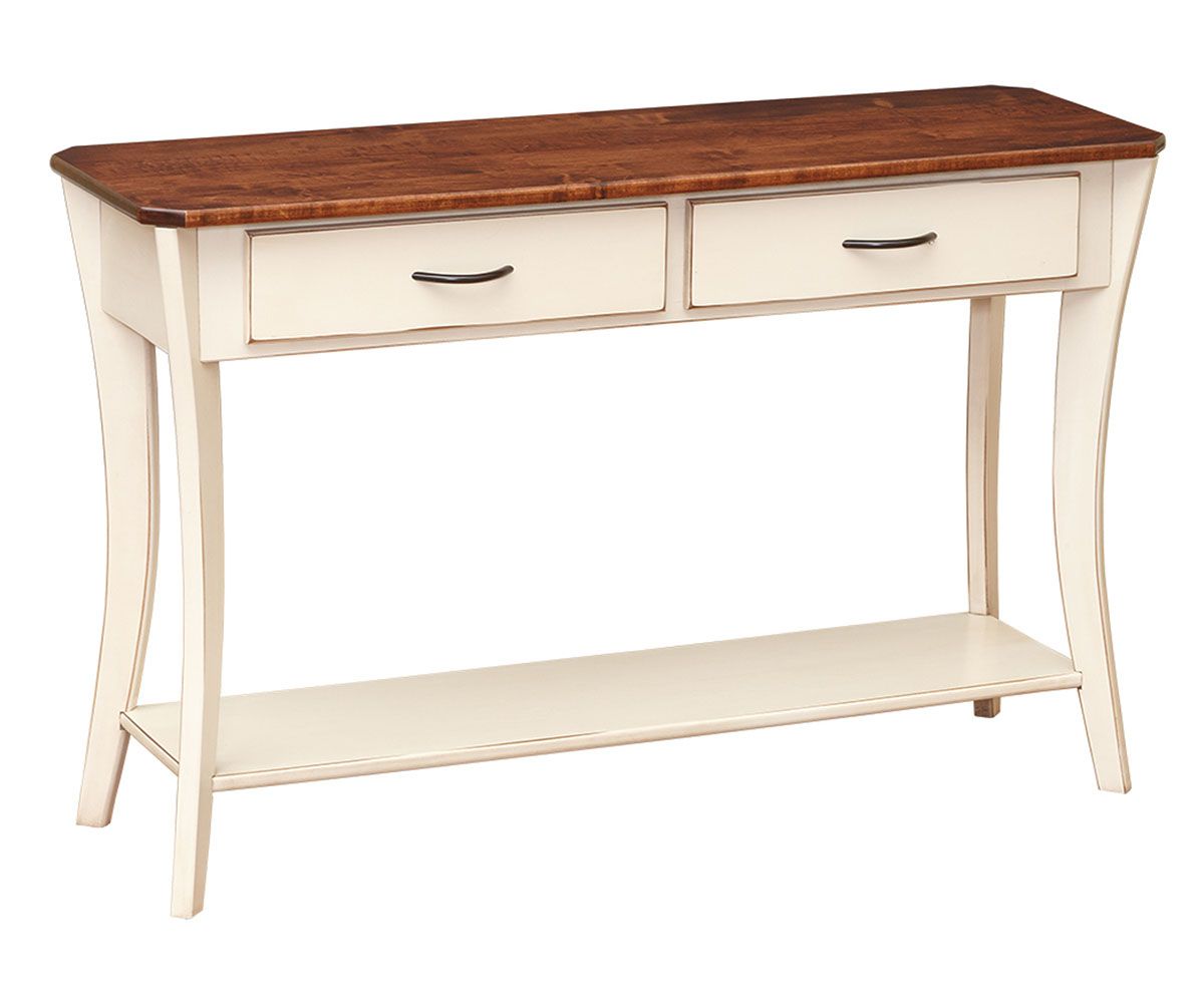Two-drawer Sofa Table With Shelf And Painted Base