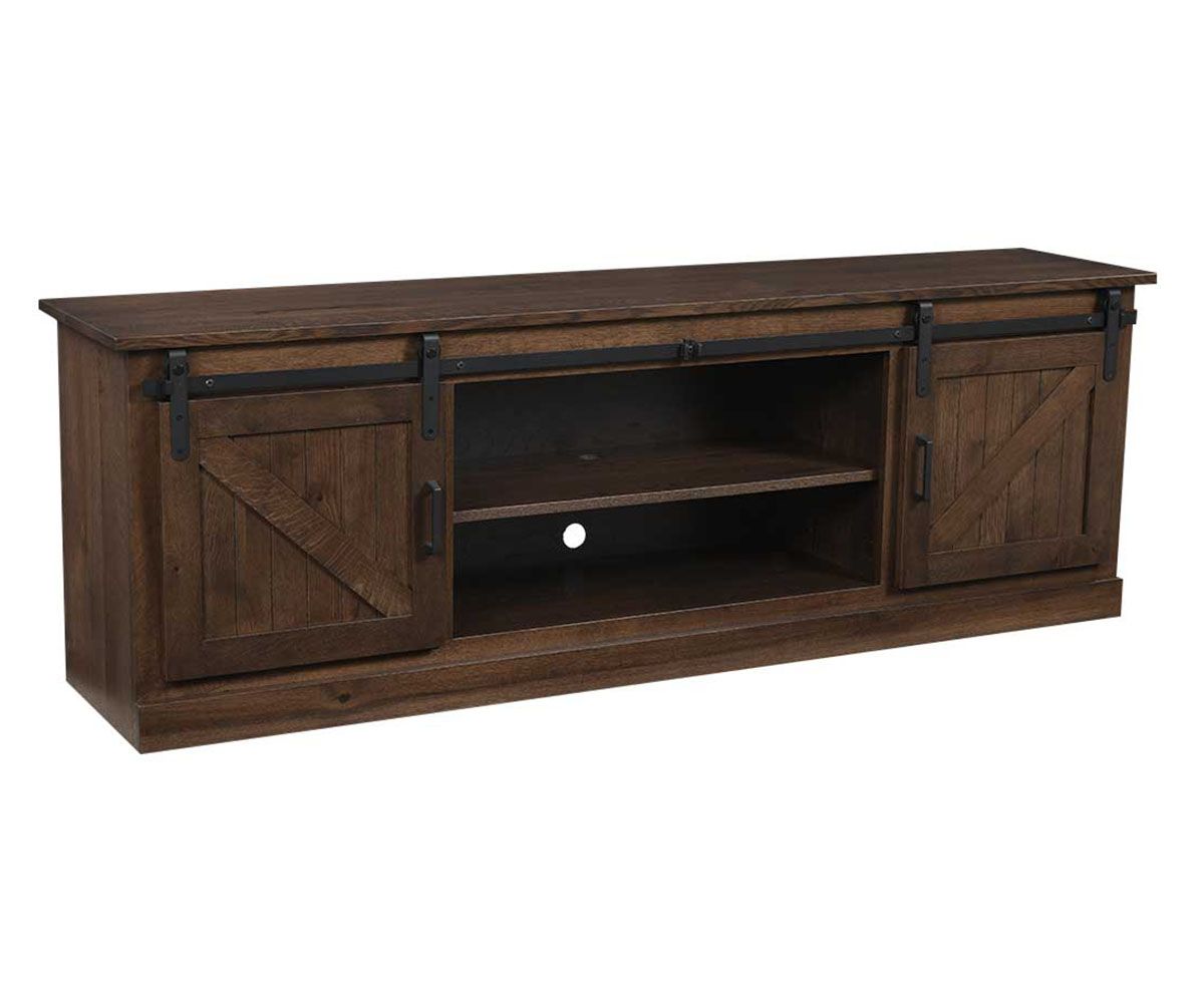 Solid Wood Tv Console With Sliding Barn Doors