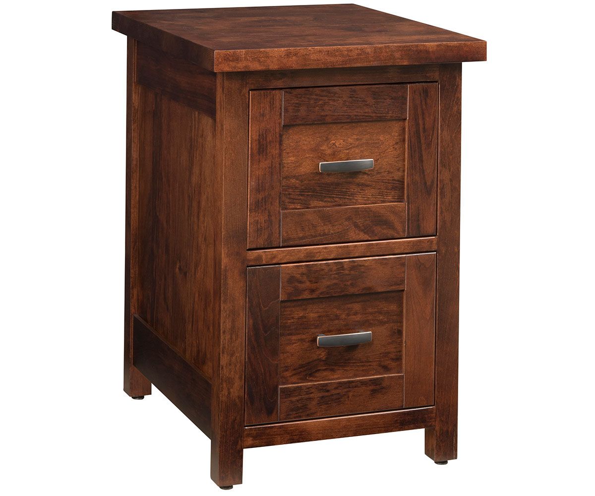 Two-drawer Wood File Cabinet With Mixed Base Styles