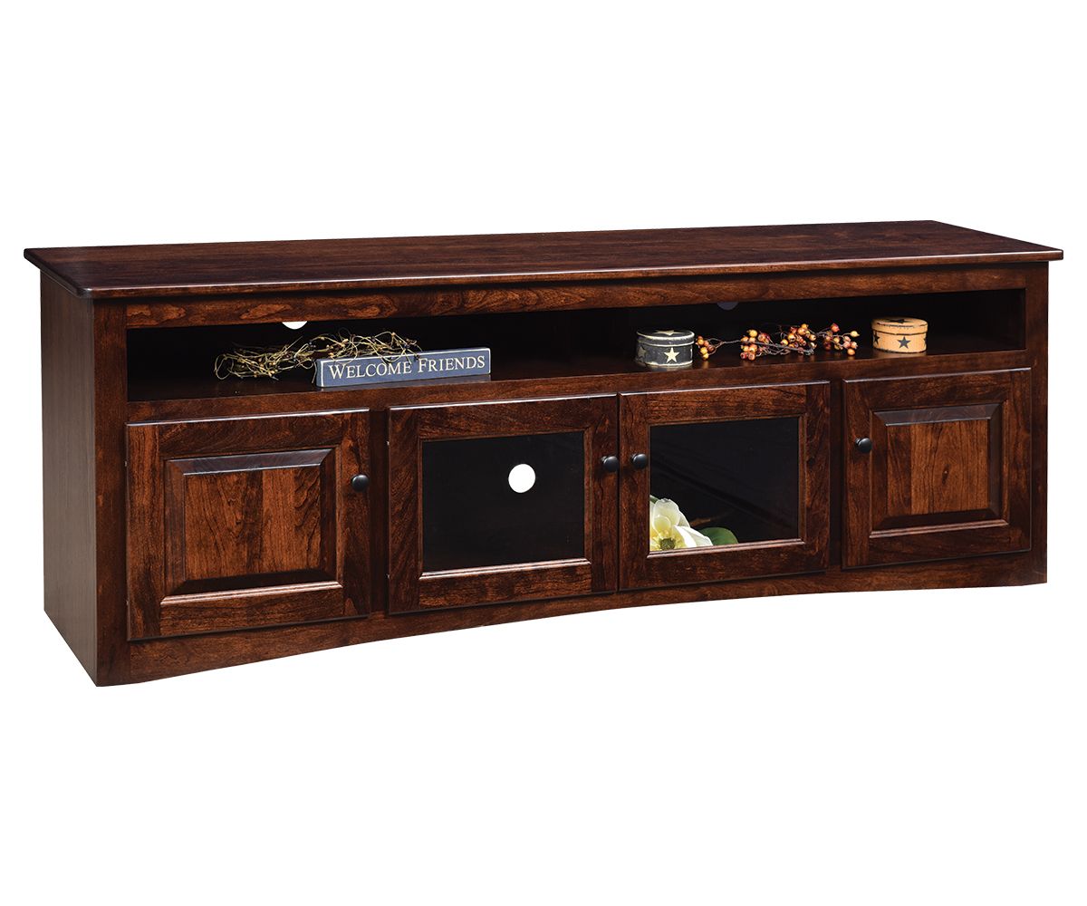 Curved Front Four-door Glass And Wood Media Console