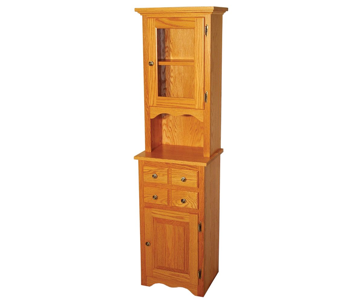 Tall Pantry Cabinet With Glass Door And Drawer Storage