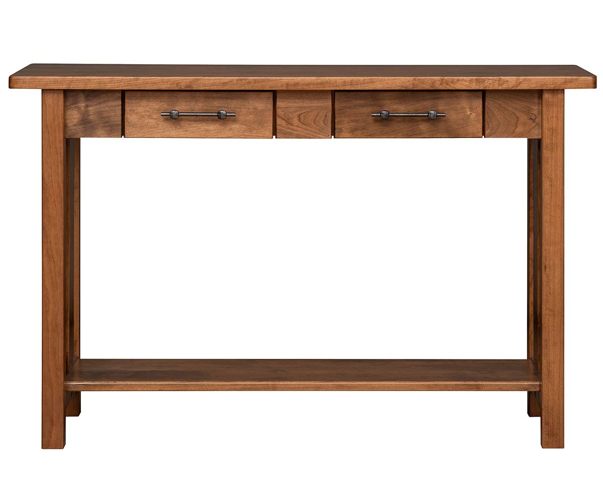 hand-rubbed finish hardwood Solid Wood Sofa Table With Two Drawers And Lower Shelf, Solid Wood Sofa Table With Two Drawers And Lower Shelf in a showroom vignette setting highlighting Solid Wood Sofa Table With Two Drawers And Lower Shelf (thumbnail 6 of 6).