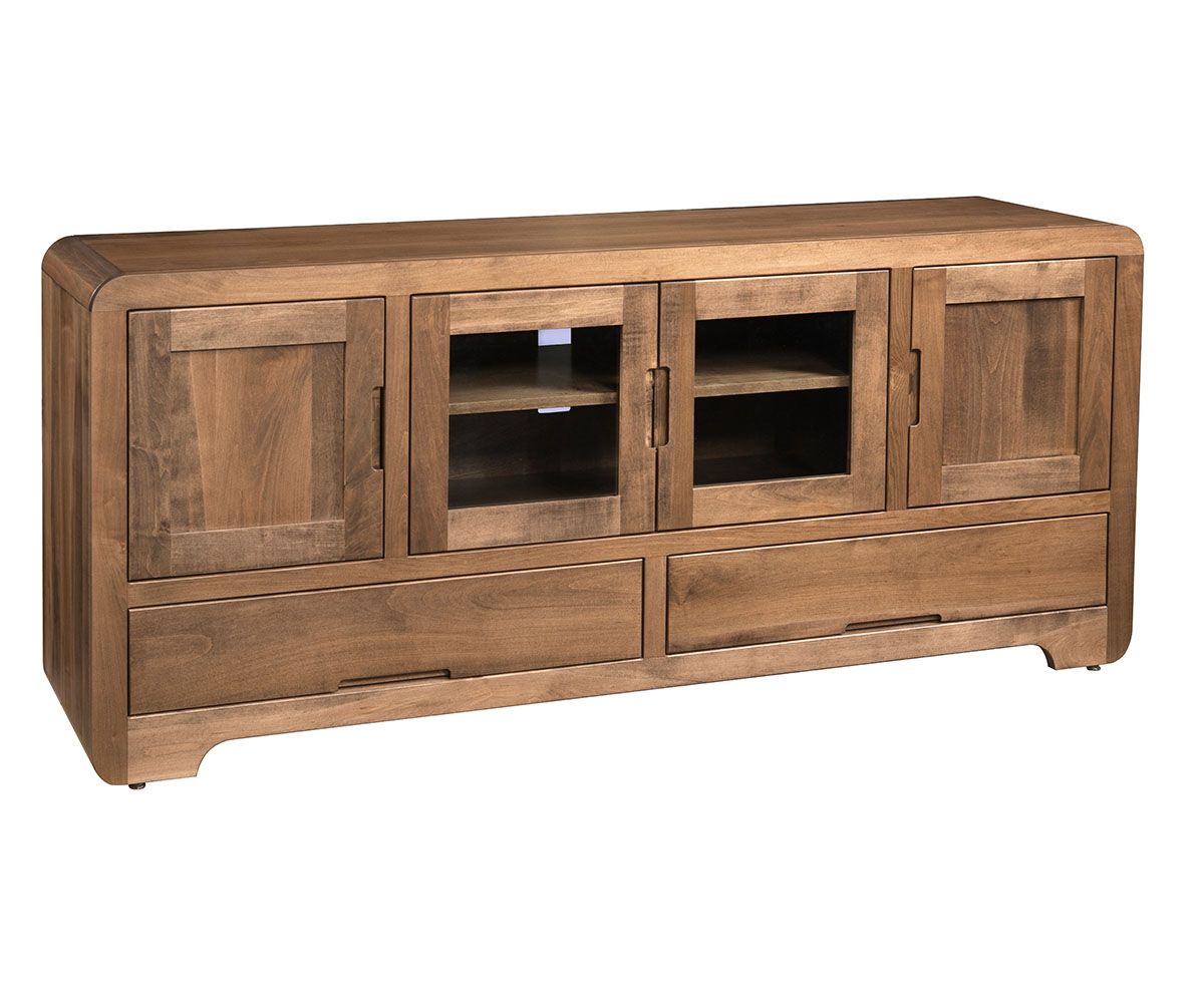 Modern Panel Door Sideboard With Glass Display And Drawers