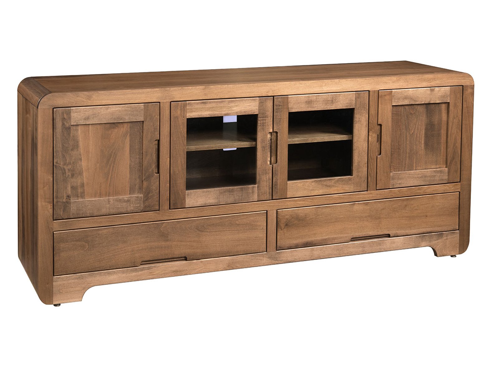 hand-rubbed finish hardwood Modern Panel Door Sideboard With Glass Display And Drawers, Modern Panel Door Sideboard With Glass Display And Drawers in a showroom vignette setting highlighting Modern Panel Door Sideboard With Glass Display And Drawers (frame 1 of 1).