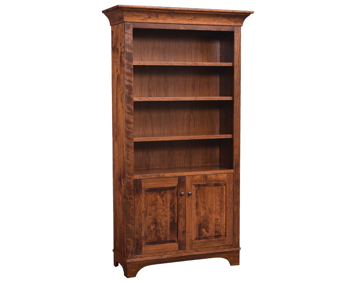Traditional Hardwood Bookcase With Cabinet Base