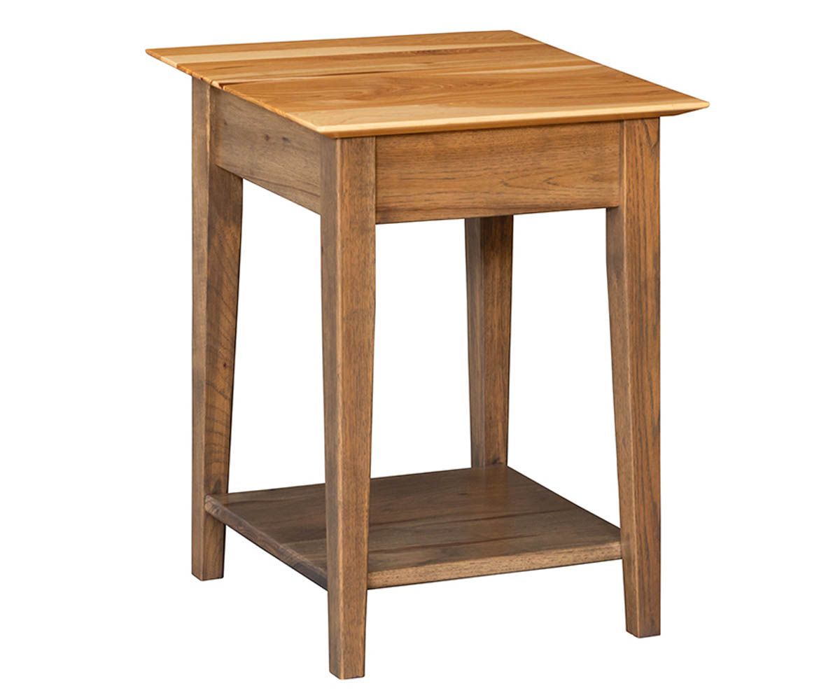 hand-rubbed finish hardwood Simplicity Collection End Table With Drawer And Shelf, Simplicity Collection End Table With Drawer And Shelf in a Simplicity vignette setting highlighting Simplicity Collection End Table With Drawer And Shelf (thumbnail 2 of 2).