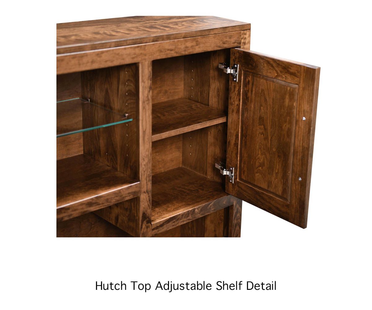 hand-rubbed finish hardwood Vienna Single Pedestal Desk With Hutch And Modern Hardware, Vienna Single Pedestal Desk With Hutch And Modern Hardware in a Vienna vignette setting highlighting Vienna Single Pedestal Desk With Hutch And Modern Hardware (thumbnail 2 of 4).
