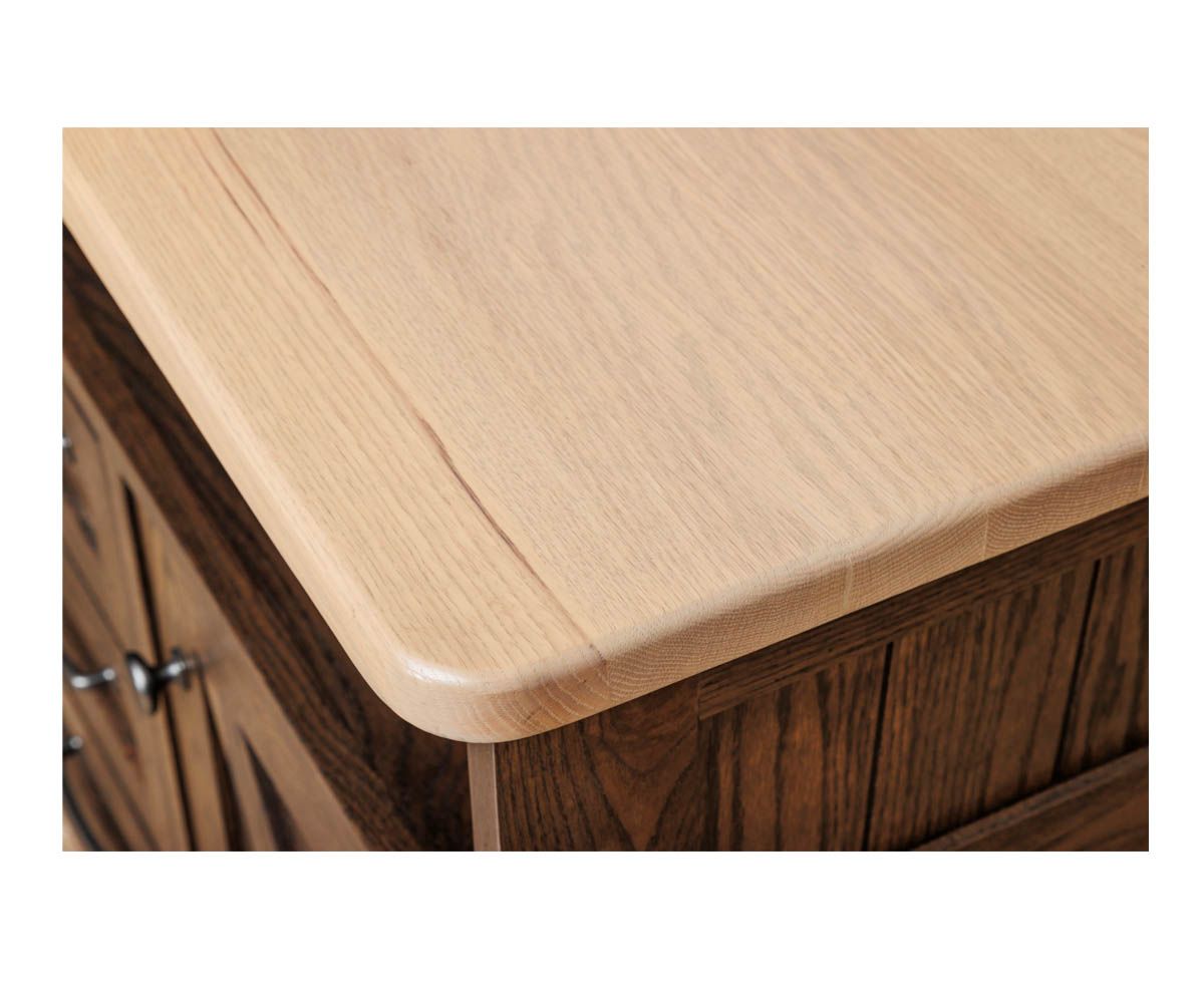 hand-rubbed finish hardwood Farmstead Two-tone Server With Rounded Top, Farmstead Two-tone Server With Rounded Top in a Farmstead vignette setting highlighting Farmstead Two-tone Server With Rounded Top (thumbnail 2 of 2).