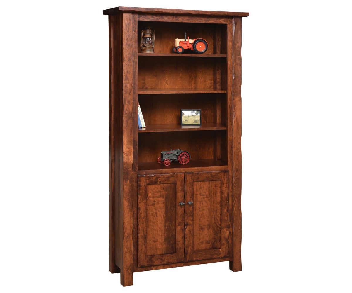 hand-rubbed finish hardwood Tall Wood Bookcase With Lower Storage Doors And Adjustable Shelves, Tall Wood Bookcase With Lower Storage Doors And Adjustable Shelves in a showroom vignette setting highlighting Tall Wood Bookcase With Lower Storage Doors And Adjustable Shelves (thumbnail 4 of 6).