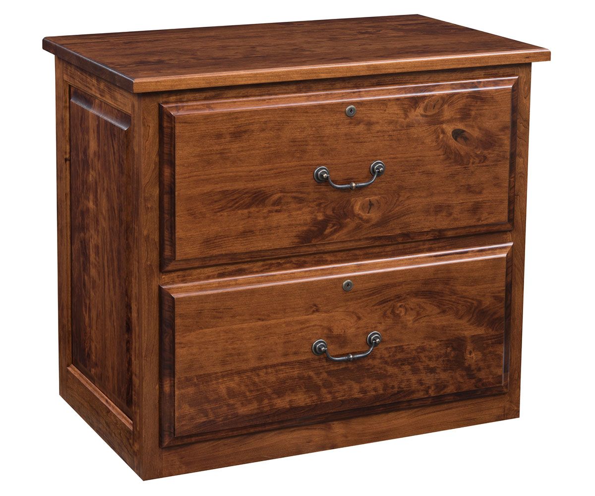 hand-rubbed finish hardwood Two-drawer Wooden File Cabinet, Two-drawer Wooden File Cabinet in a showroom vignette setting highlighting Two-drawer Wooden File Cabinet (thumbnail 2 of 5).