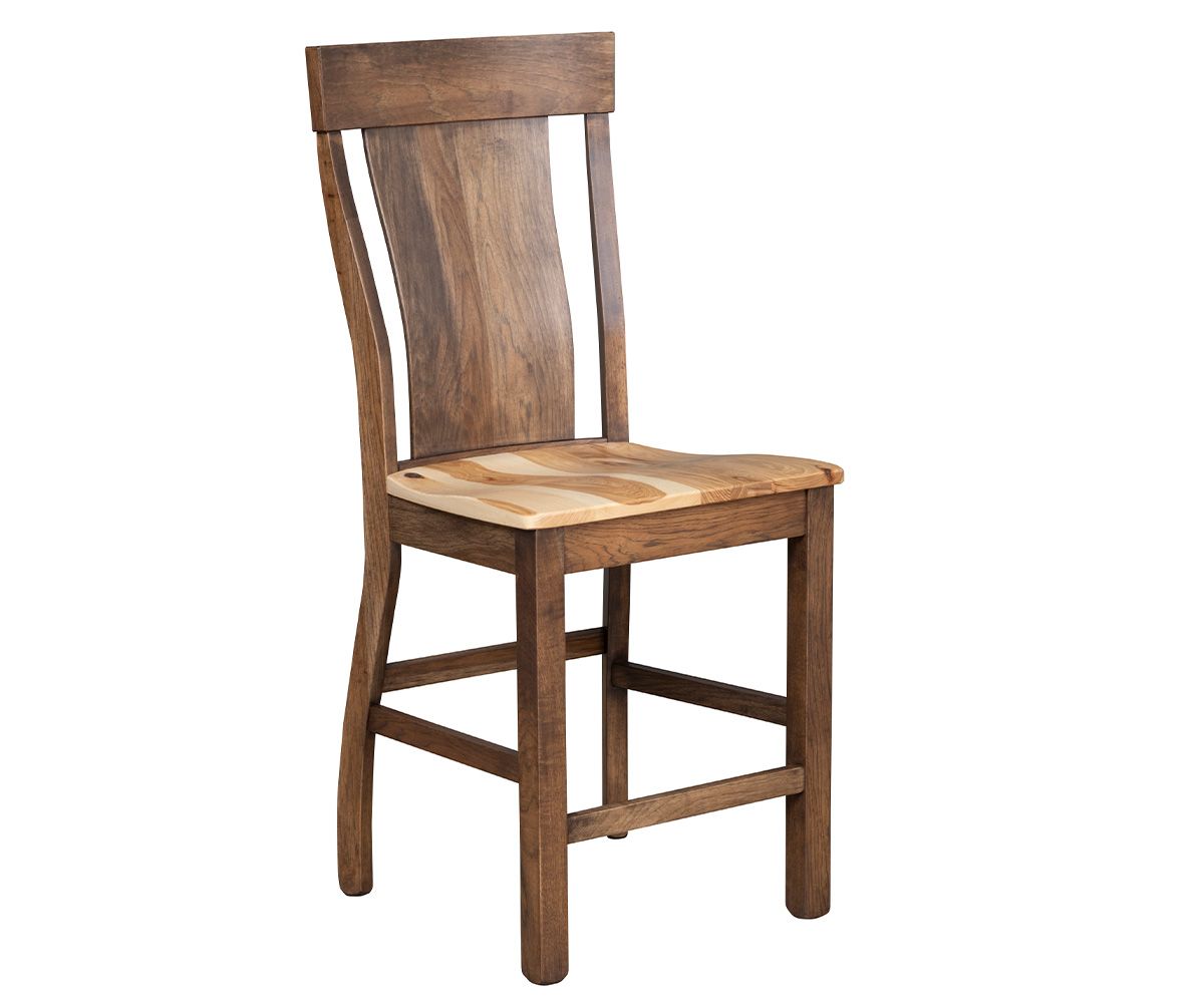 Weldon Solid Wood Bar Stool With Contoured Back