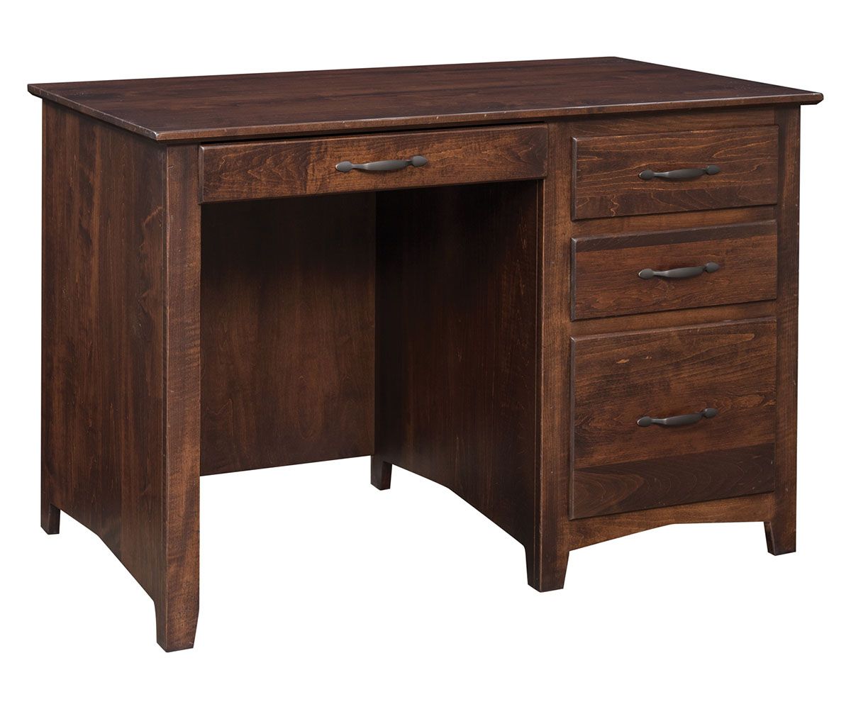 hand-rubbed finish hardwood Solid Wood 3-drawer Desk With Knee Space, Solid Wood 3-drawer Desk With Knee Space in a showroom vignette setting highlighting Solid Wood 3-drawer Desk With Knee Space (thumbnail 2 of 2).