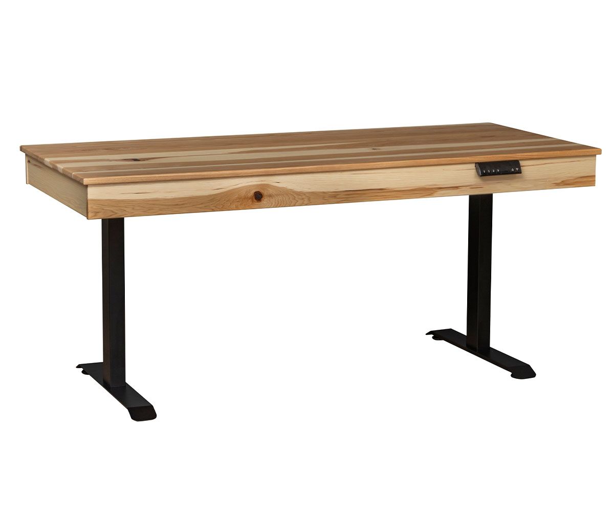 hand-rubbed finish hardwood Revive 60-inch Adjustable Height Lift Desk With Storage, Revive 60-inch Adjustable Height Lift Desk With Storage in a Revive vignette setting highlighting Revive 60-inch Adjustable Height Lift Desk With Storage (thumbnail 2 of 11).