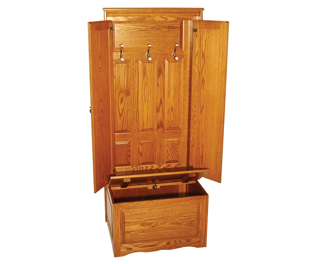 Panel Back Hall Tree With Storage Bench And Triple Hooks