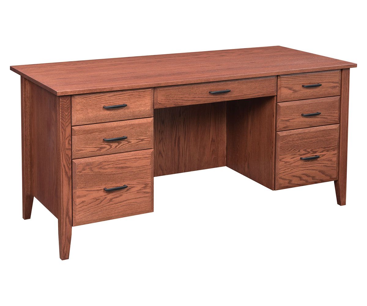 Mission Style Double Pedestal Office Desk