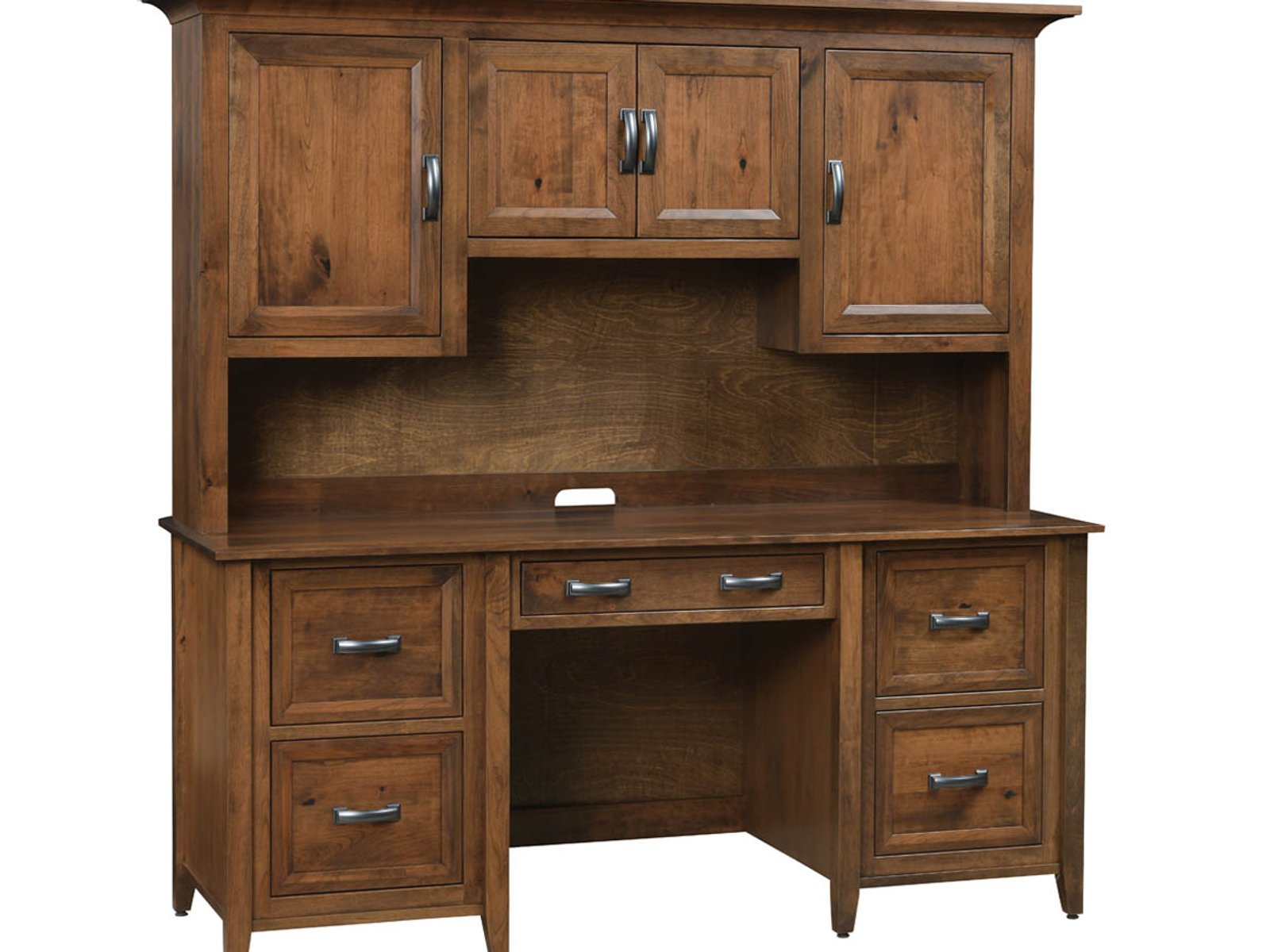 hand-rubbed finish hardwood Ventura Executive Desk With Hutch And Storage Cabinets, Ventura Executive Desk With Hutch And Storage Cabinets in a Ventura vignette setting highlighting Ventura Executive Desk With Hutch And Storage Cabinets (frame 1 of 3).