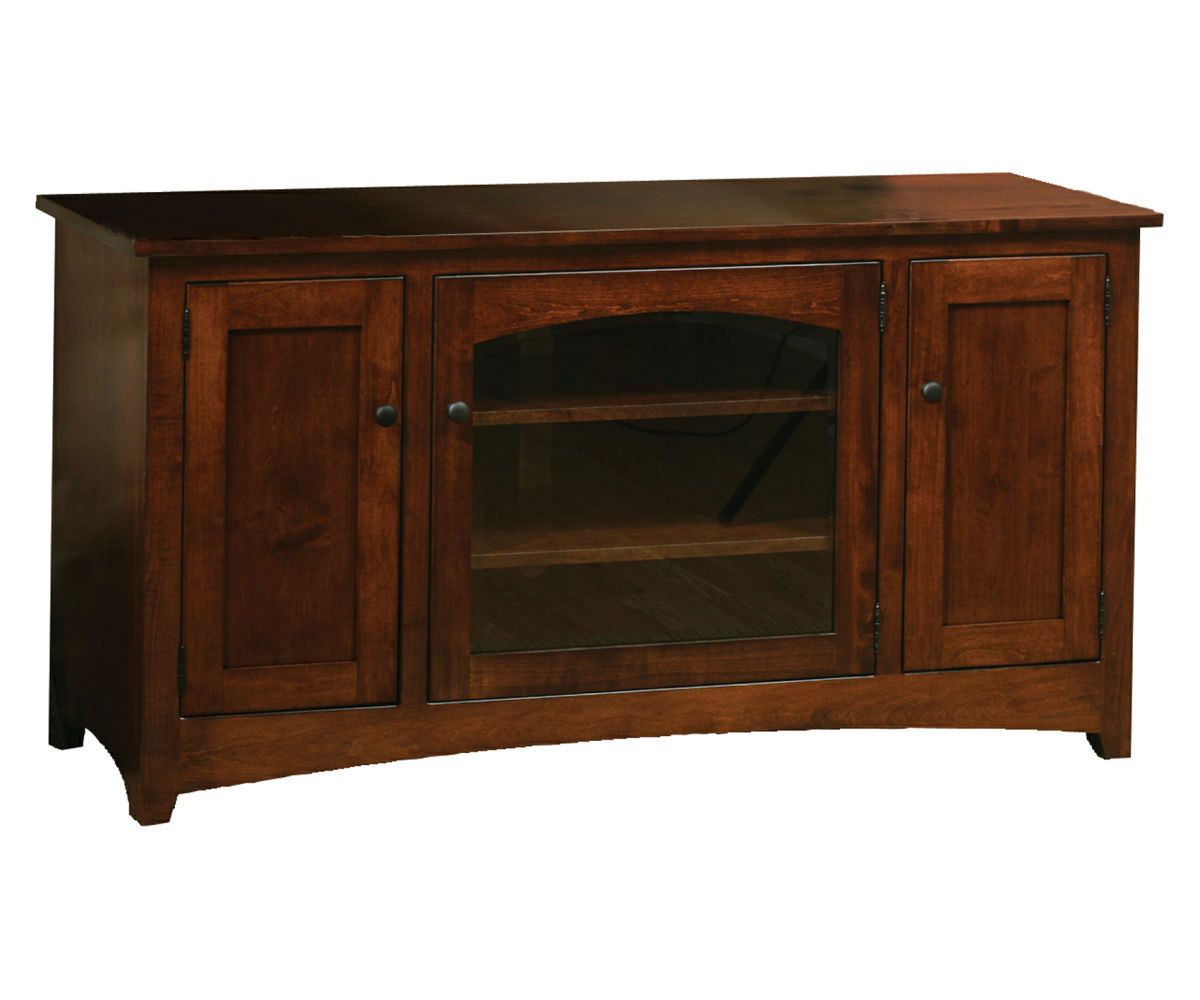 Arched Glass Door Media Console With Paneled Sides