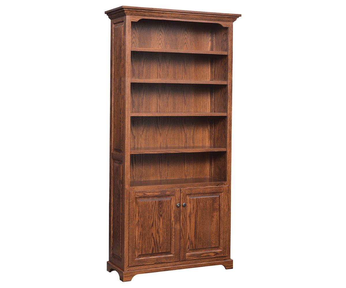 Traditional Solid Wood Bookcase With Lower Cabinet