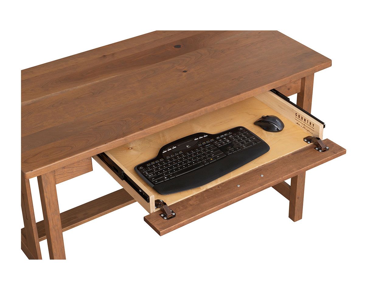 hand-rubbed finish hardwood Signature Library Desk With Keyboard Tray And Chair, Signature Library Desk With Keyboard Tray And Chair in a Signature vignette setting highlighting Signature Library Desk With Keyboard Tray And Chair (thumbnail 2 of 4).