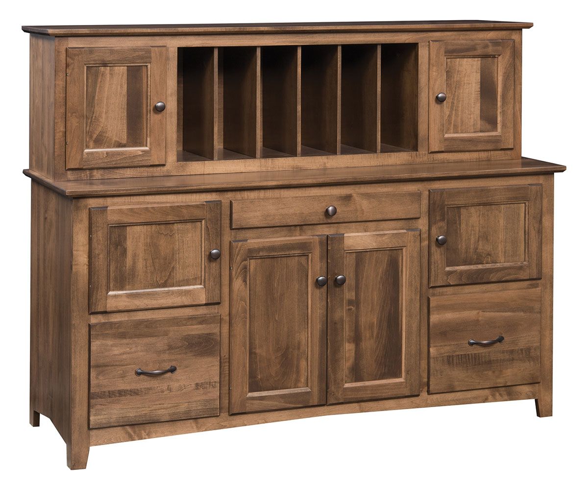 Rustic Cherry Two-piece Buffet With Hutch And File Drawers
