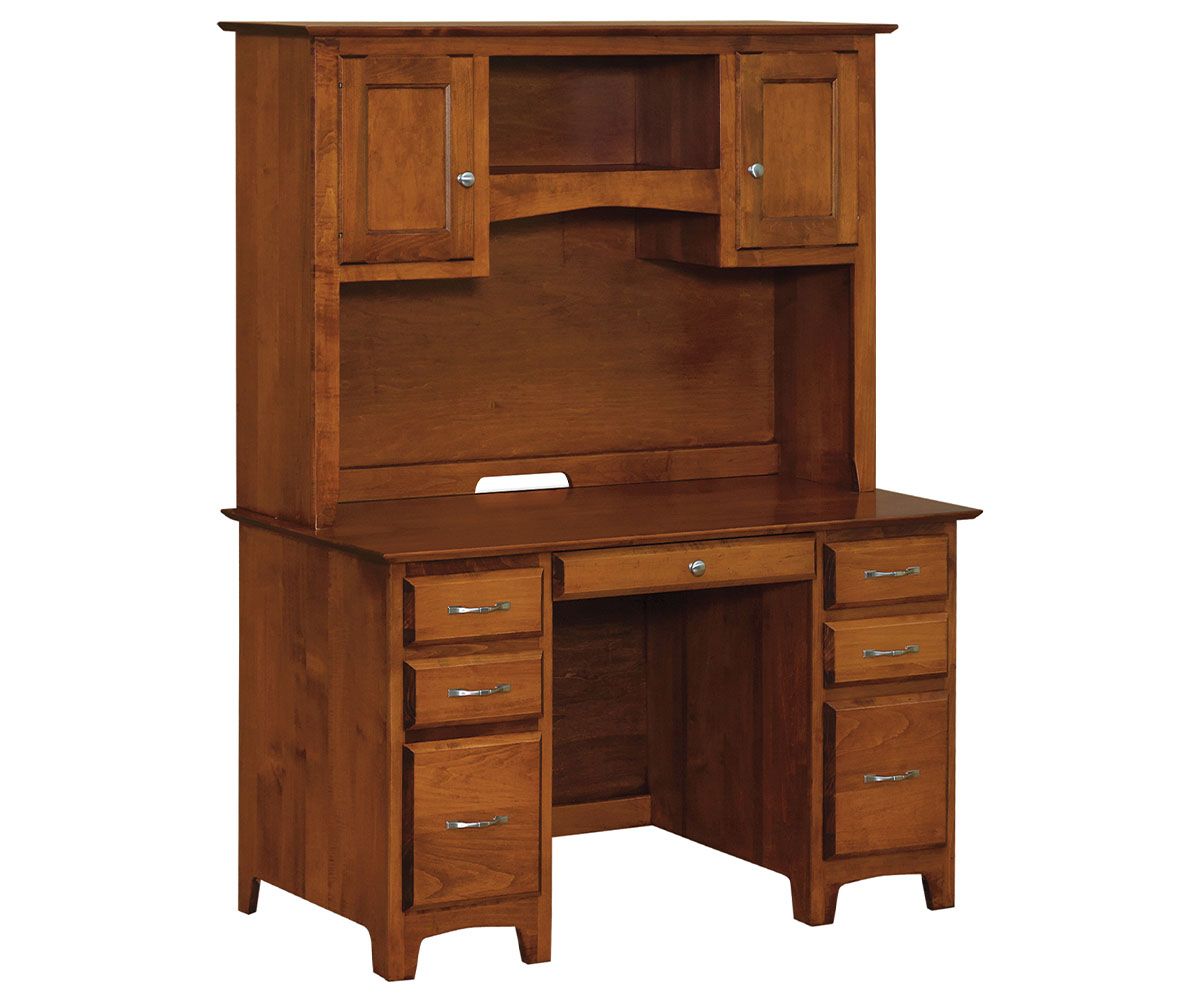 hand-rubbed finish hardwood Mission Style Solid Wood Desk With Hutch, Mission Style Solid Wood Desk With Hutch in a showroom vignette setting highlighting Mission Style Solid Wood Desk With Hutch (thumbnail 2 of 2).