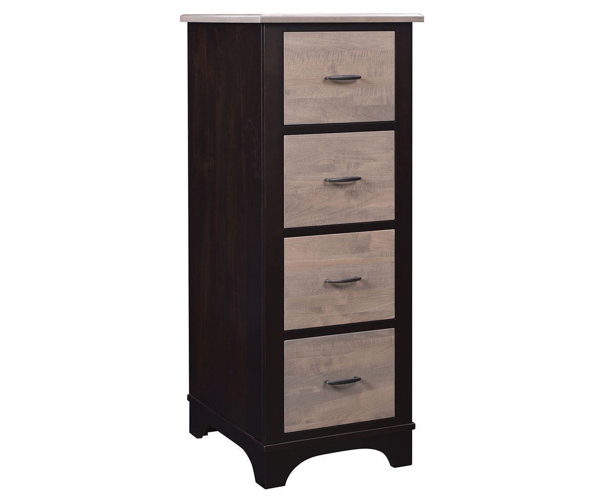 hand-rubbed finish hardwood Solid Wood 4-drawer Lingerie Chest, Solid Wood 4-drawer Lingerie Chest in a showroom vignette setting highlighting Solid Wood 4-drawer Lingerie Chest (thumbnail 3 of 5).