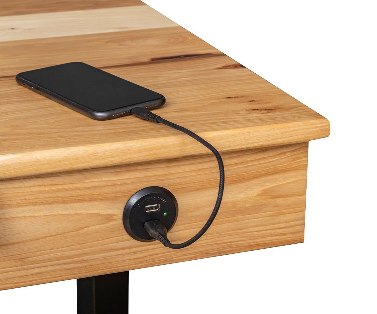 hand-rubbed finish hardwood Revive 60-inch Adjustable Height Lift Desk With Storage, Revive 60-inch Adjustable Height Lift Desk With Storage in a Revive vignette setting highlighting Revive 60-inch Adjustable Height Lift Desk With Storage (thumbnail 9 of 11).