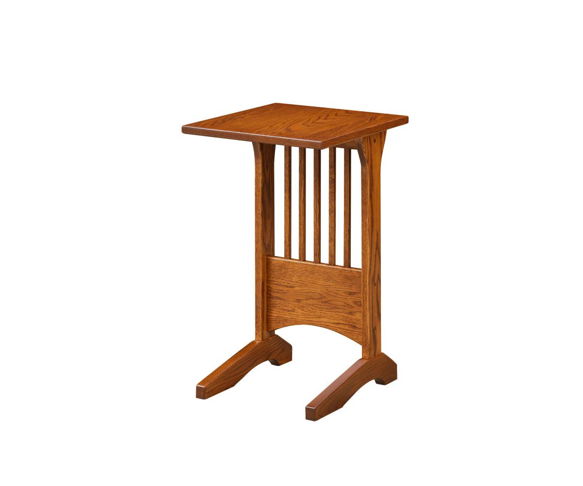 hand-rubbed finish hardwood Mission Style Sofa Server Table, Mission Style Sofa Server Table in a Mission vignette setting highlighting Mission Style Sofa Server Table (thumbnail 2 of 2).