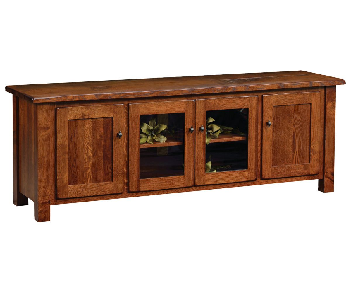 Mission Style Four-door Glass And Wood Media Console