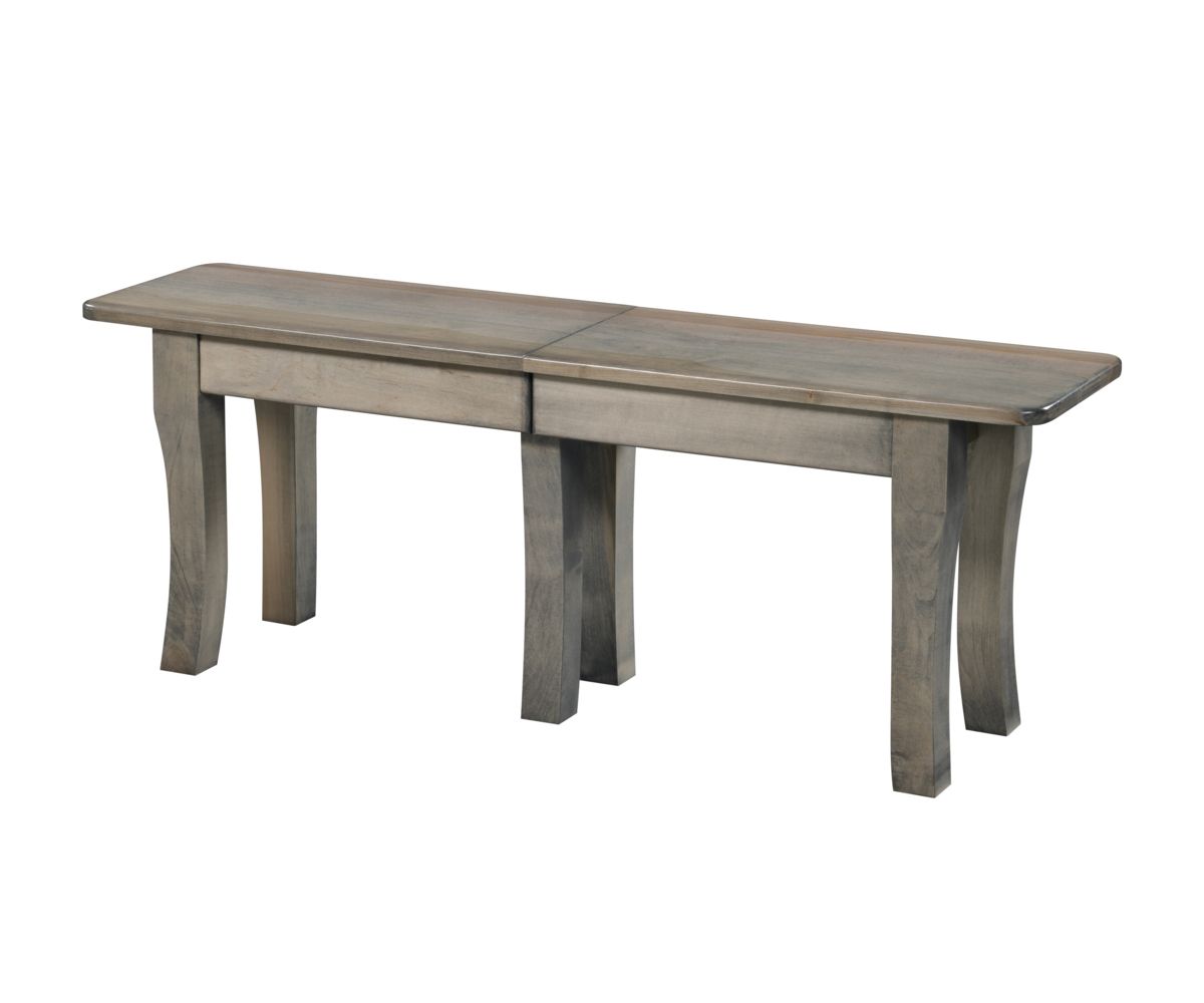 Solid Wood Dining Bench With Curved Legs And Gray Finish