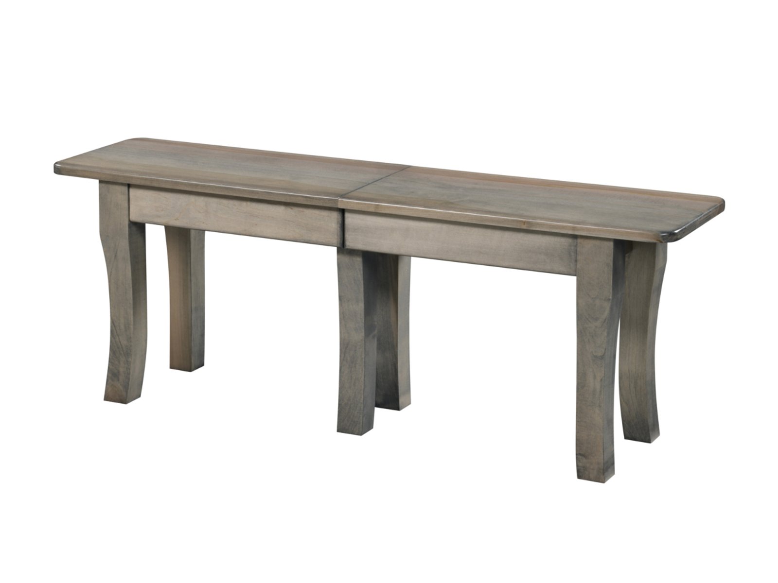 hand-rubbed finish hardwood Solid Wood Dining Bench With Curved Legs And Gray Finish, Solid Wood Dining Bench With Curved Legs And Gray Finish in a FS-4085 vignette setting highlighting Solid Wood Dining Bench With Curved Legs And Gray Finish (frame 1 of 2).