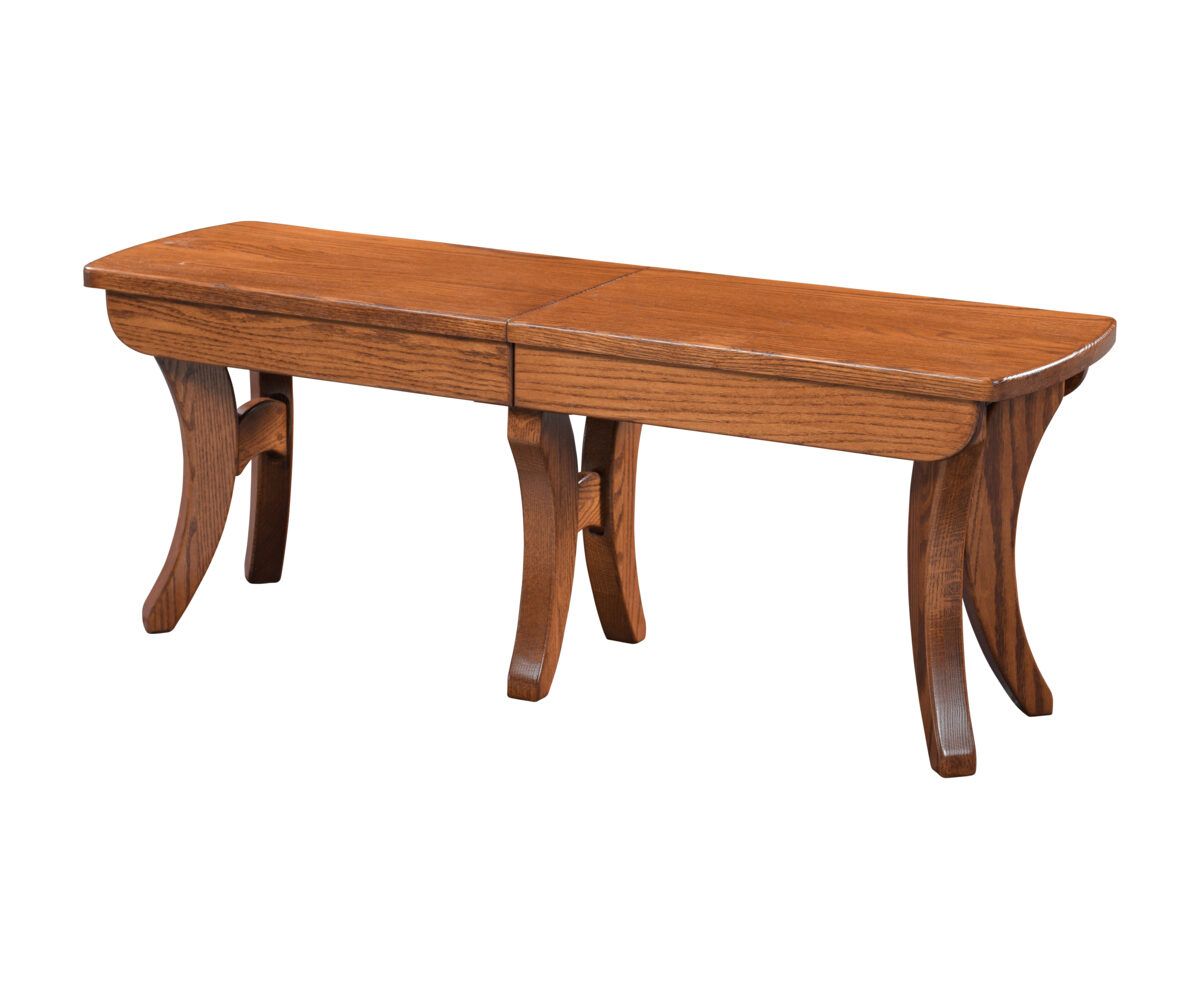 Curved Leg Solid Wood Dining Bench With Warm Brown Finish
