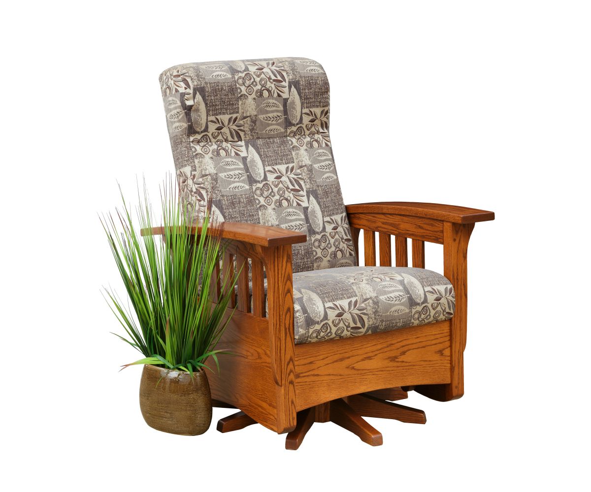 hand-rubbed finish hardwood Swivel Glider Chair With Ottoman, Swivel Glider Chair With Ottoman in a showroom vignette setting highlighting Swivel Glider Chair With Ottoman (thumbnail 11 of 11).
