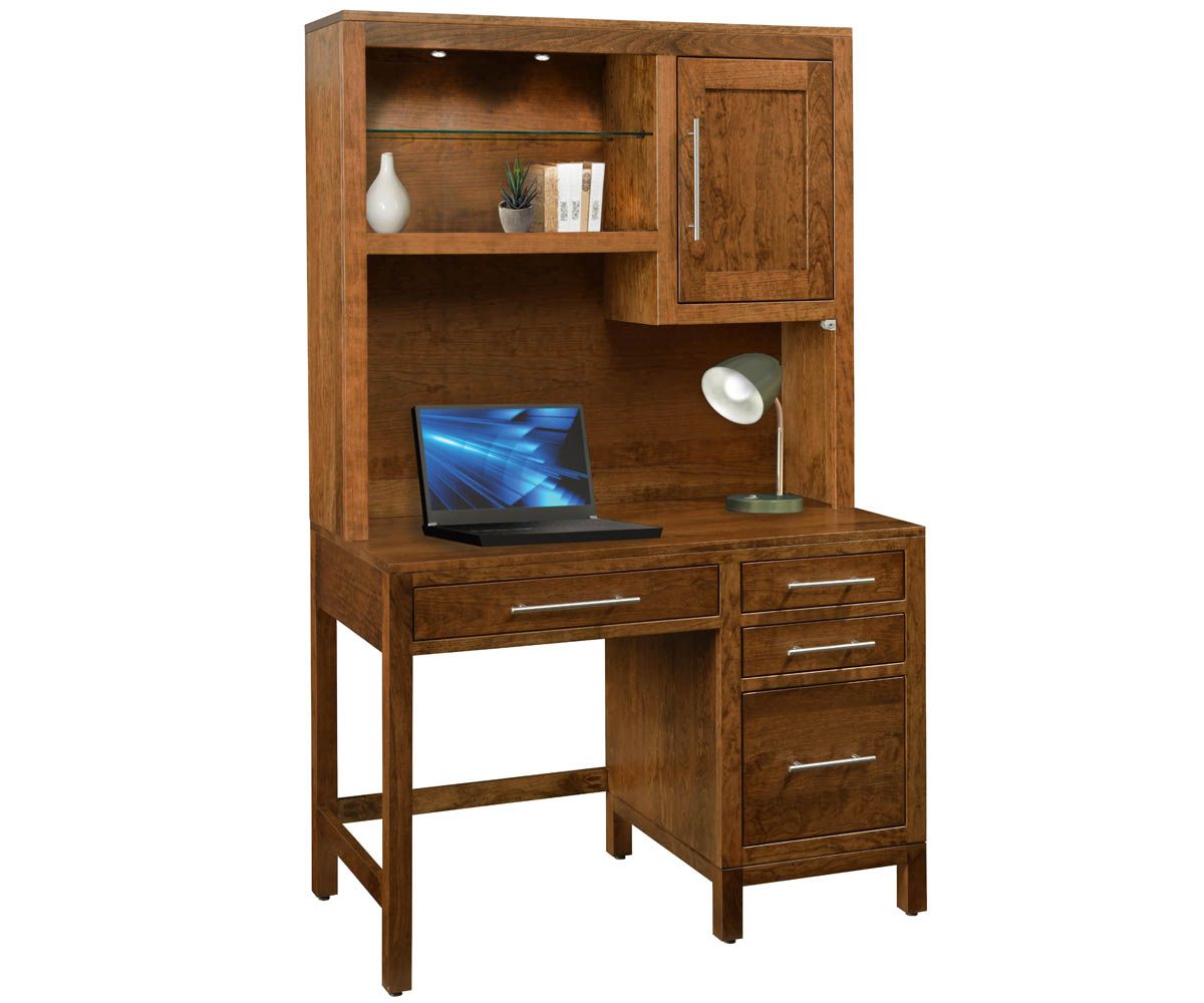 Vienna Single Pedestal Desk With Hutch And Modern Hardware