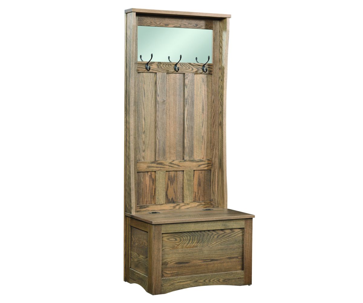 Mission Hall Tree Bench With Storage And Mirror Panel