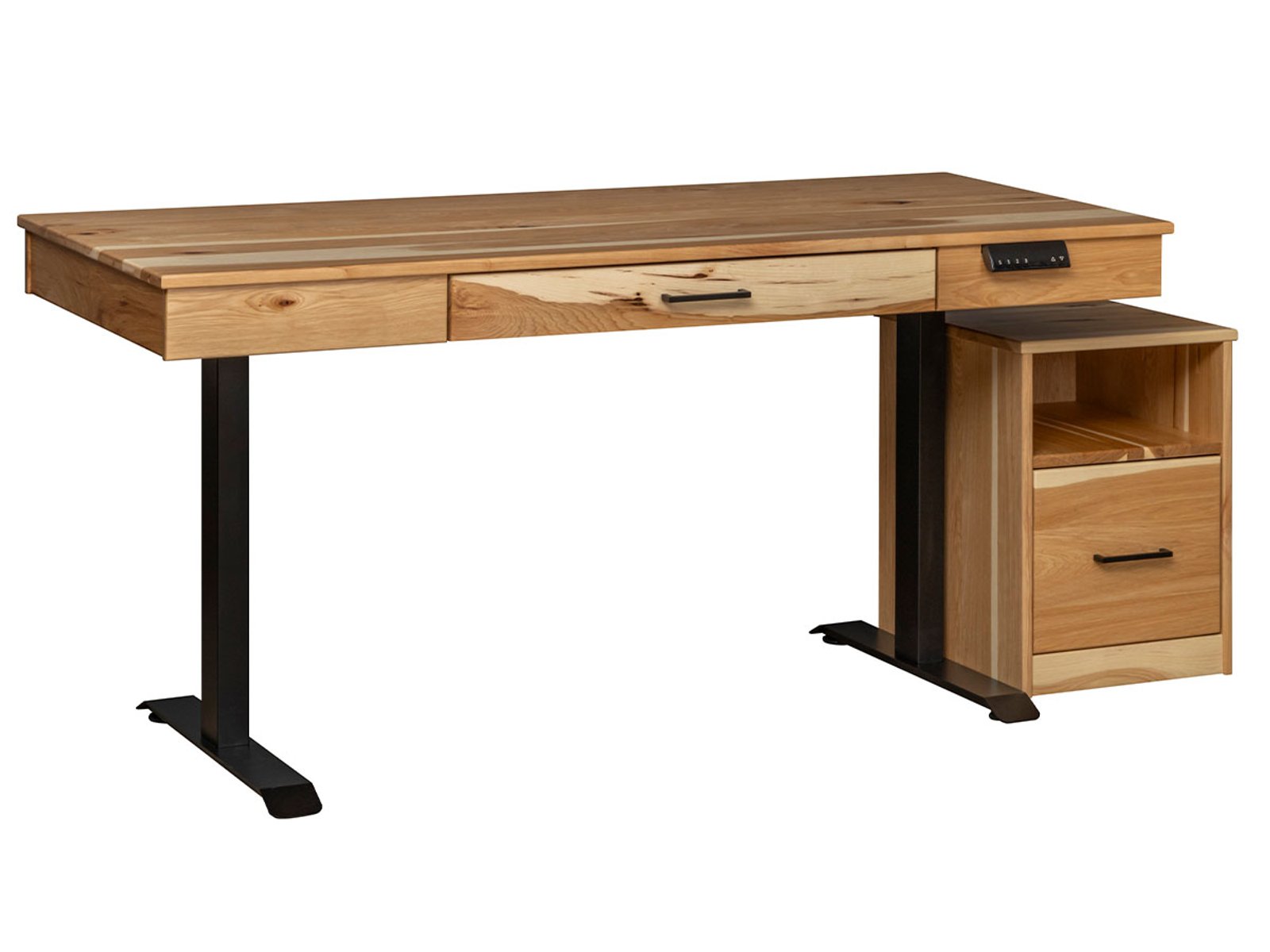 hand-rubbed finish hardwood Revive 60-inch Adjustable Height Lift Desk With Storage, Revive 60-inch Adjustable Height Lift Desk With Storage in a Revive vignette setting highlighting Revive 60-inch Adjustable Height Lift Desk With Storage (frame 1 of 11).