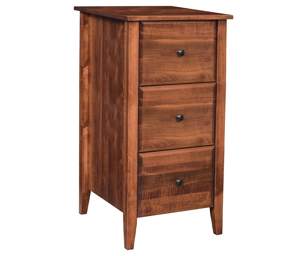 hand-rubbed finish hardwood Three Drawer Vertical File Cabinet, Three Drawer Vertical File Cabinet in a showroom vignette setting highlighting Three Drawer Vertical File Cabinet (thumbnail 4 of 5).