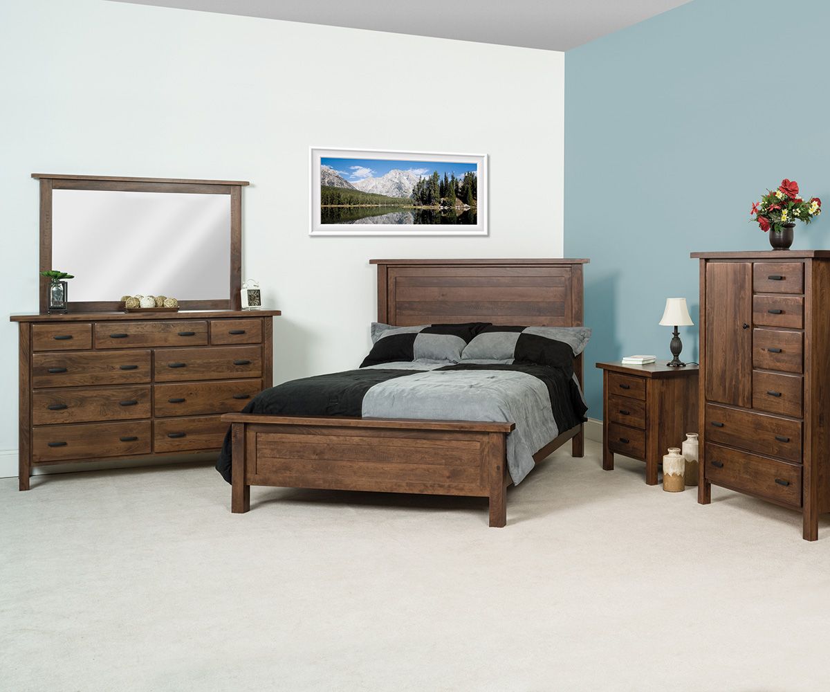 Sawyer Solid Wood Bedroom Set With Bed, Dresser, Mirror, Nightstand, And Chest