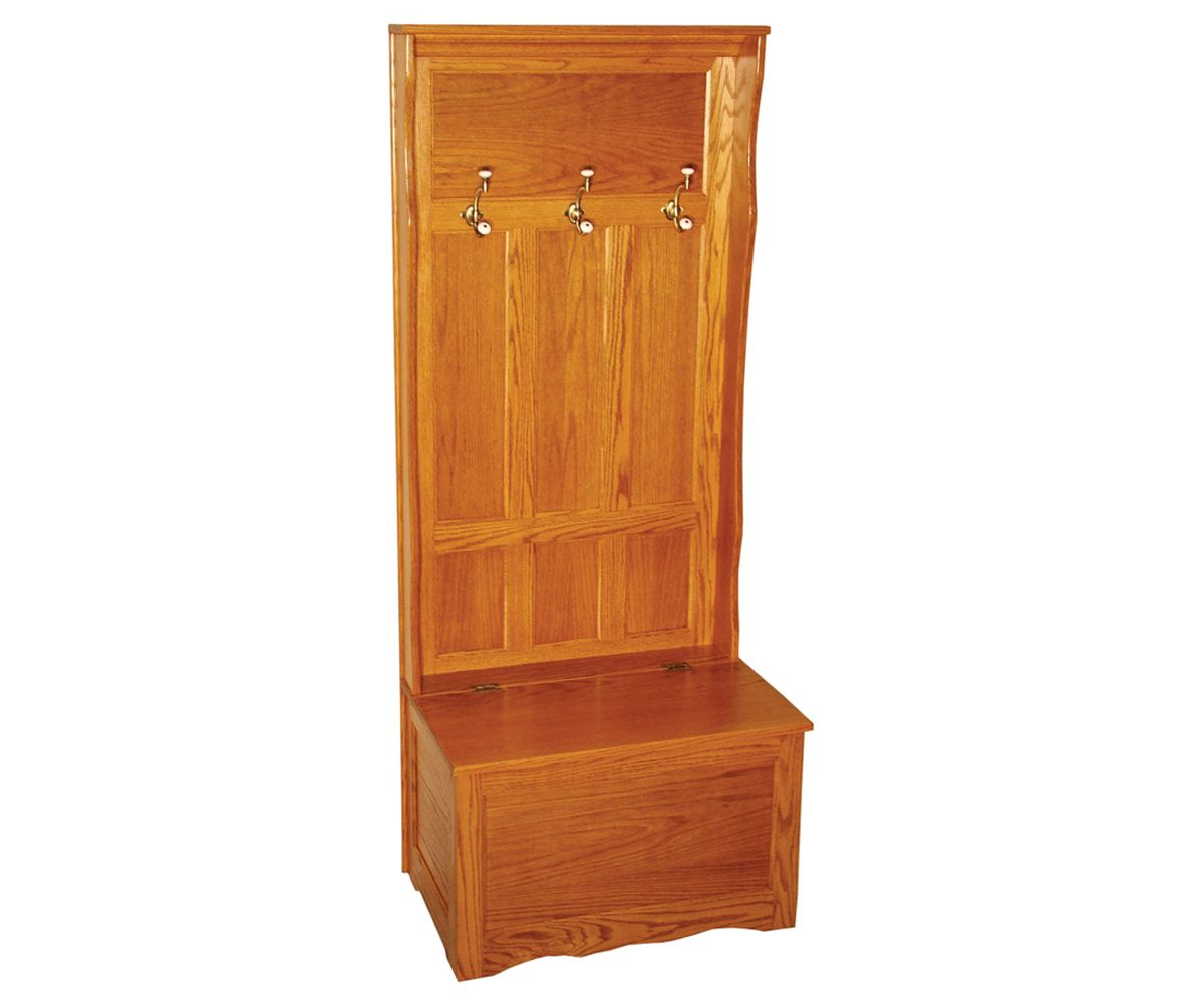 Panel Back Hall Tree Bench With Storage And Coat Hooks