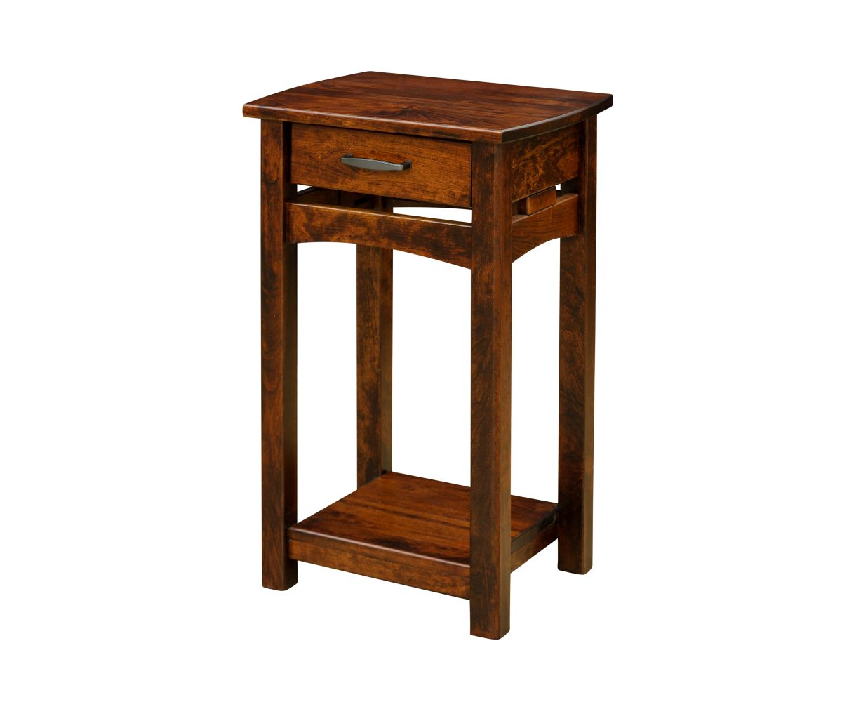 Mission Style Phone Stand With Drawer And Shelf