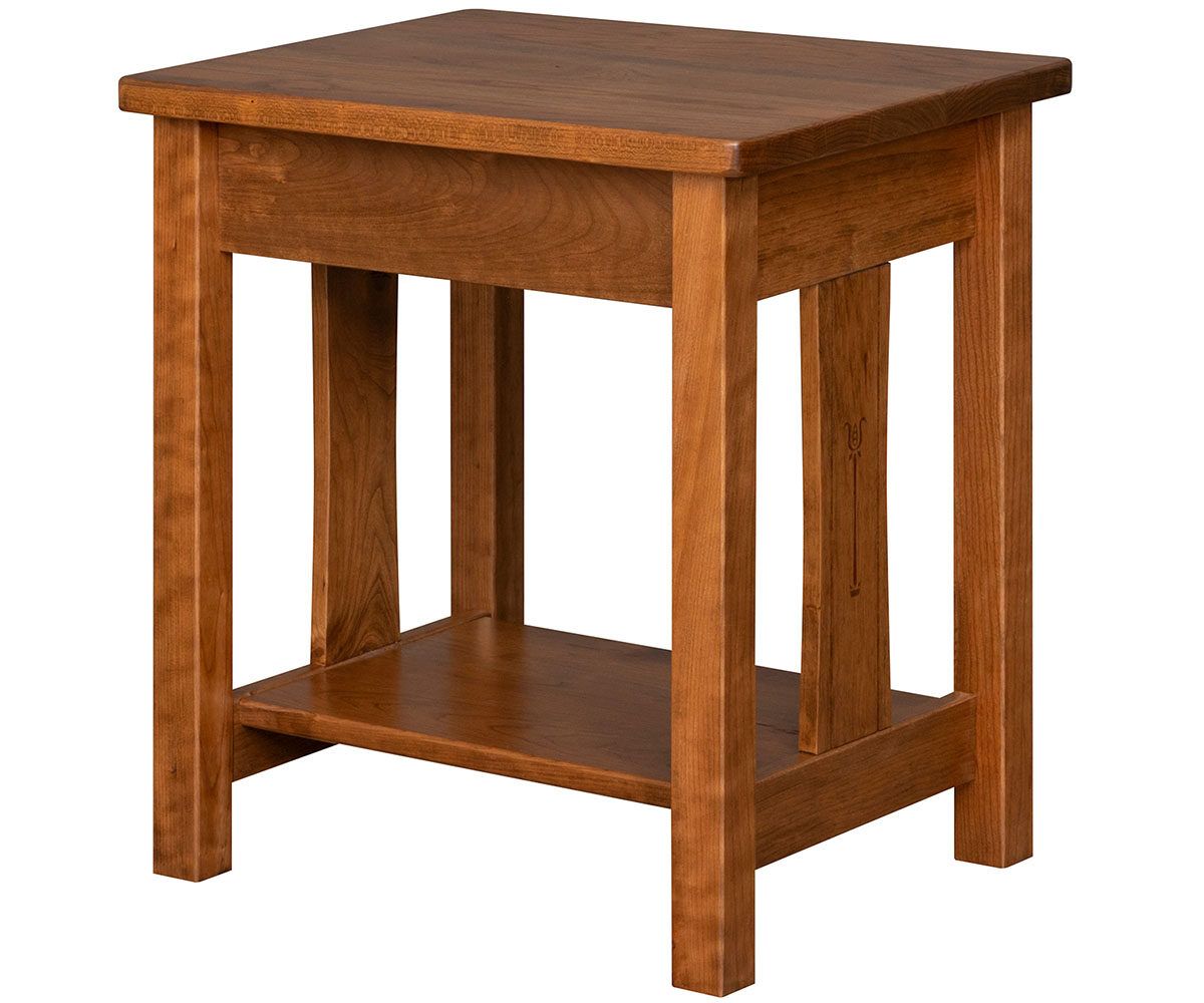 Mission Style Cherry End Table With Shelf