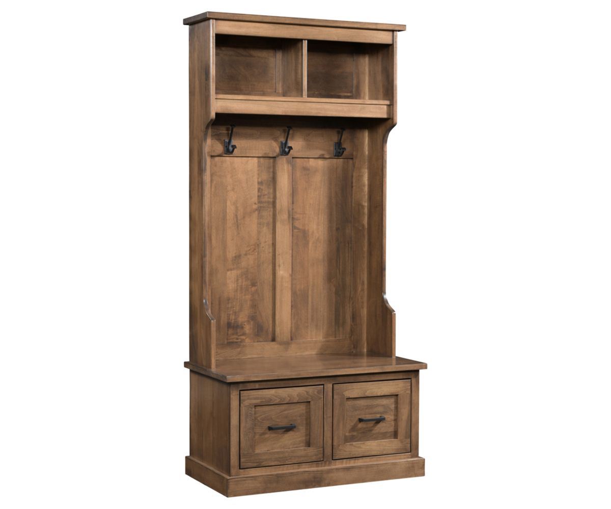 Tall Entryway Hall Seat With Storage Drawers And Hooks