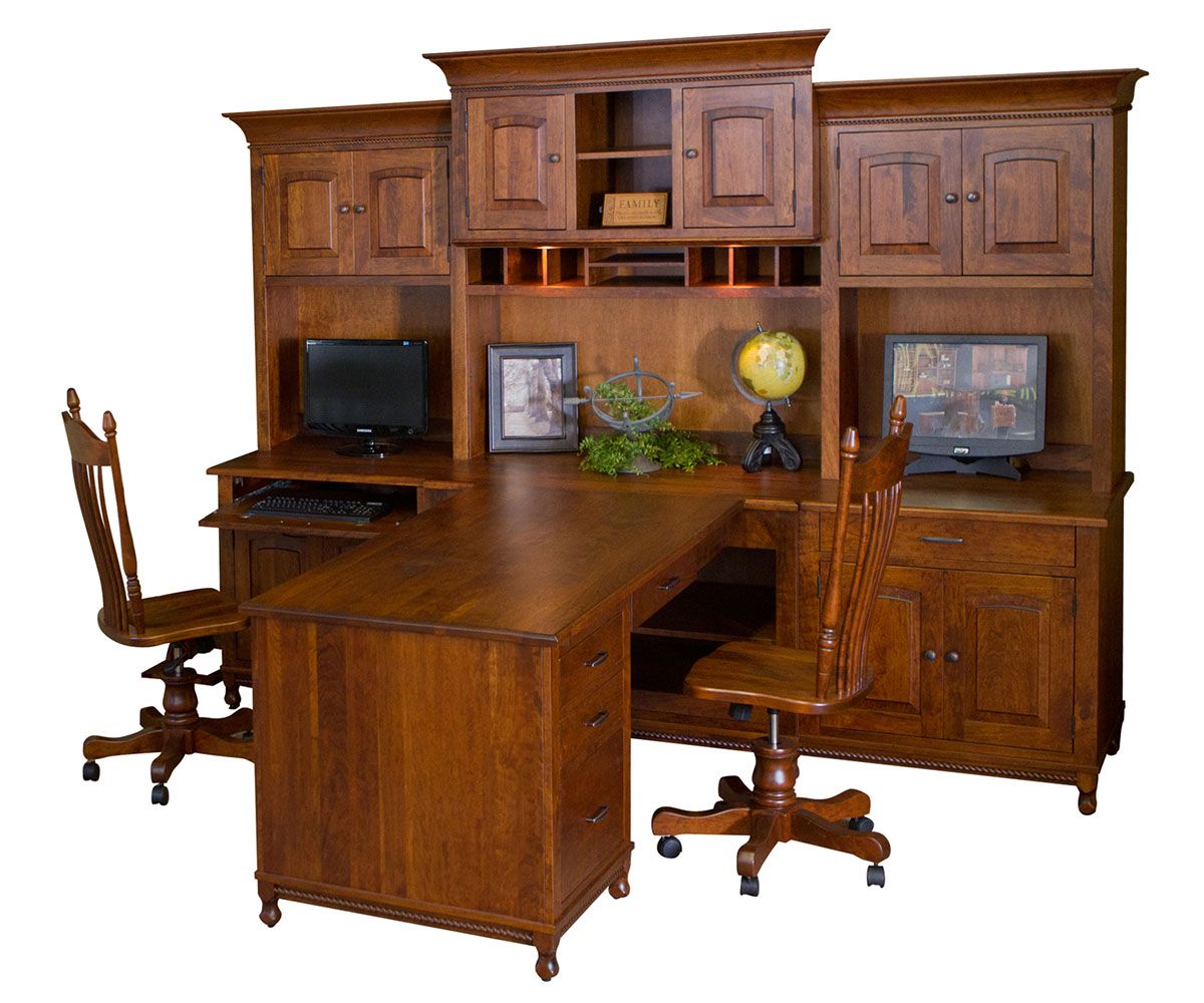 L-shaped Executive Desk With Hutch And Storage Cabinets
