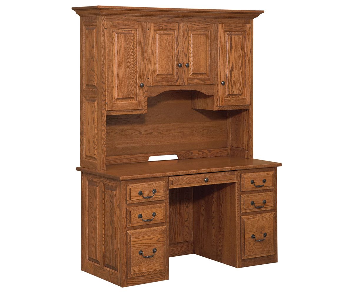 hand-rubbed finish hardwood Solid Wood Desk With Hutch, Solid Wood Desk With Hutch in a Maple Hill vignette setting highlighting Solid Wood Desk With Hutch (thumbnail 2 of 4).