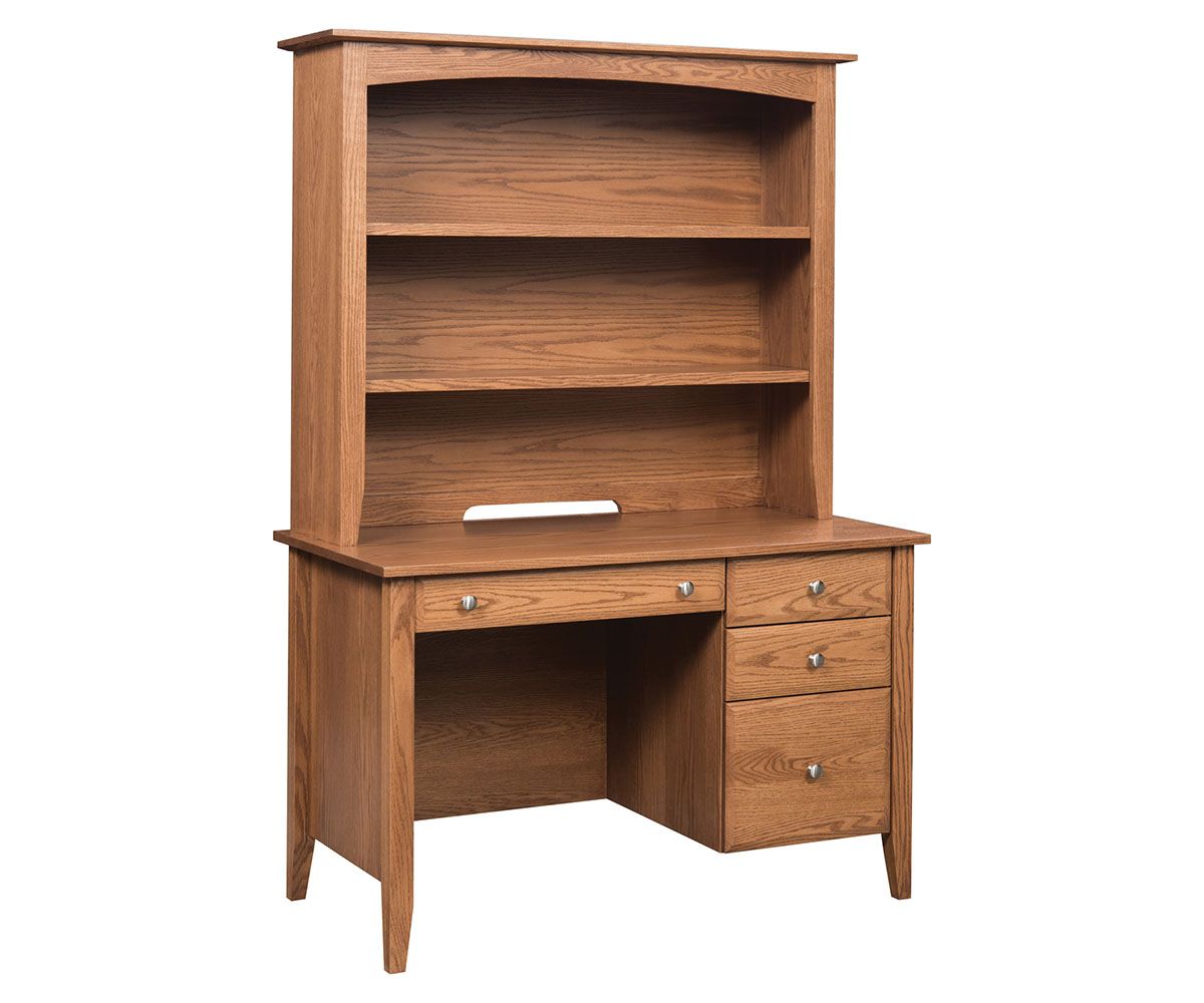 Mission Style Desk With Hutch In Medium Brown Oak